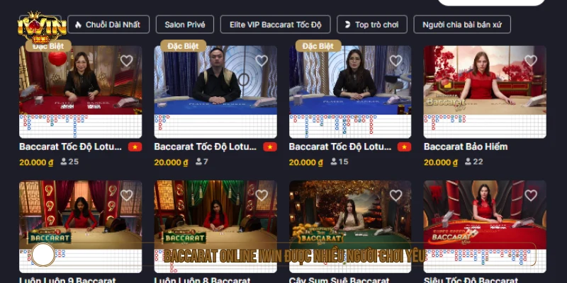 Baccarat online IWIN là trò chơi được nhiều người chơi yêu thích 