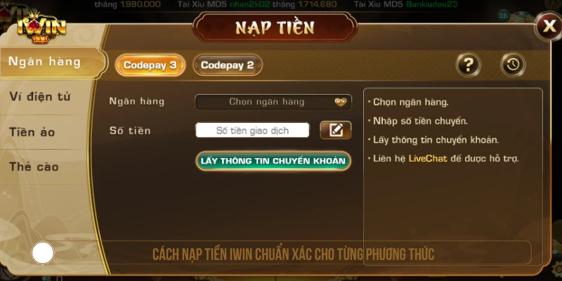 Cách nạp tiền IWIN chuẩn xác cho từng phương thức