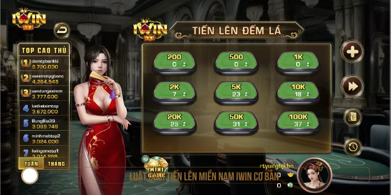 Luật chơi Tiến Lên Miền Nam IWIN cơ bản