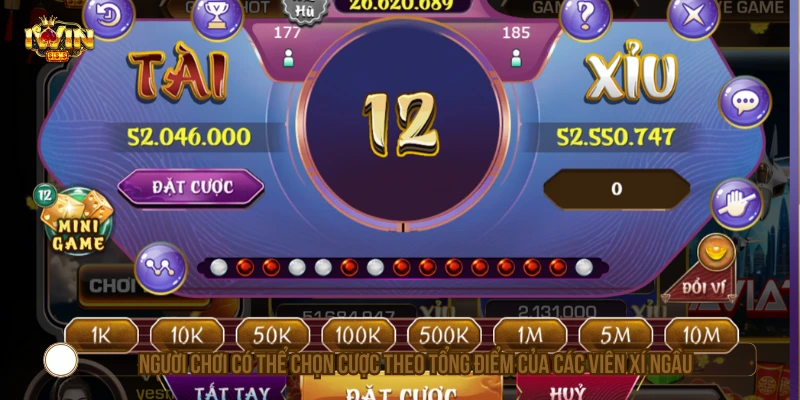 Người chơi có thể chọn cược tài xỉu
