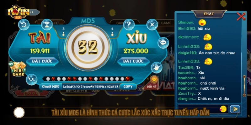 Tài xỉu MD5 là hình thức cá cược lắc xúc xắc trực tuyến hấp dẫn 